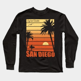 California Sunny San Diego Retro Vintage Apparel Long Sleeve T-Shirt